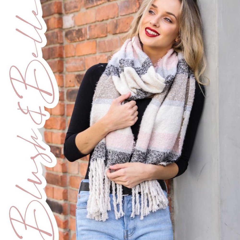 Multicolor Stripe Marled Scarf BLACK